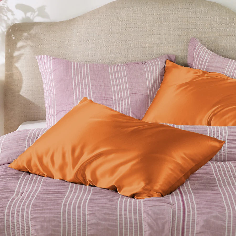 Solid Satin Silk Pillowcase 2 Pack - Burnt Orange