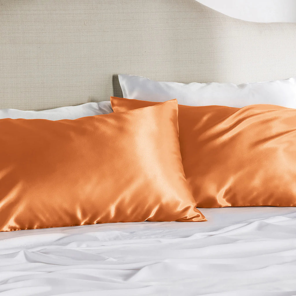 Solid Satin Silk Pillowcase 2 Pack - Burnt Orange
