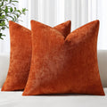 Dyed Neutral Chenille Throw Pillowcase 2 Pack - Rust