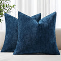 Dyed Neutral Chenille Throw Pillowcase 2 Pack - Navy Blue
