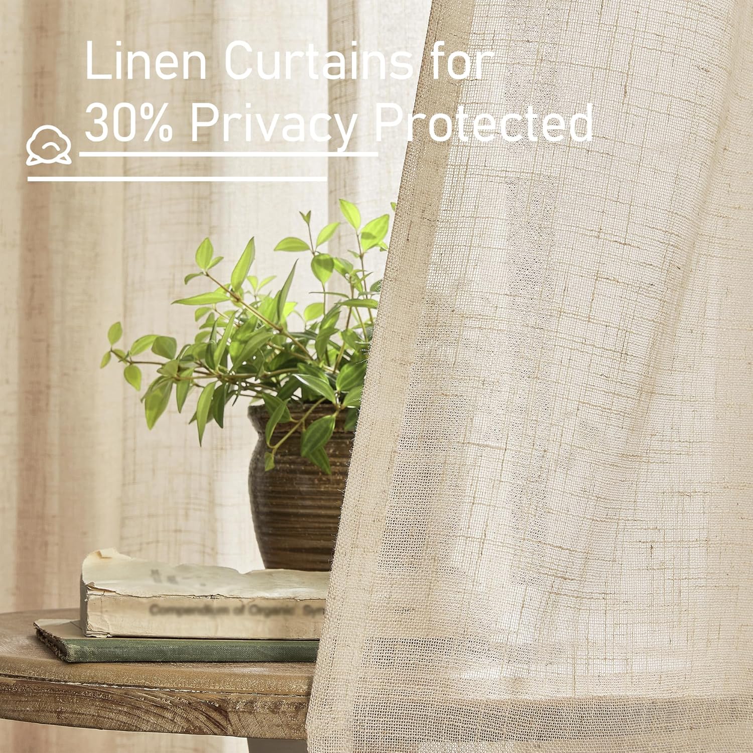 Light filtering Neutral Linen Curtain - Linen