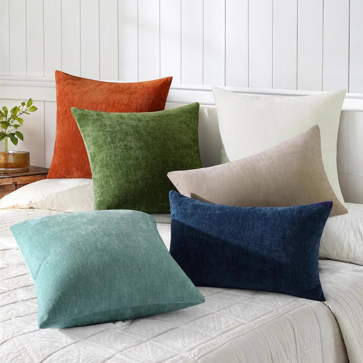 Dyed Neutral Chenille Throw Pillowcase 2 Pack - Cream White