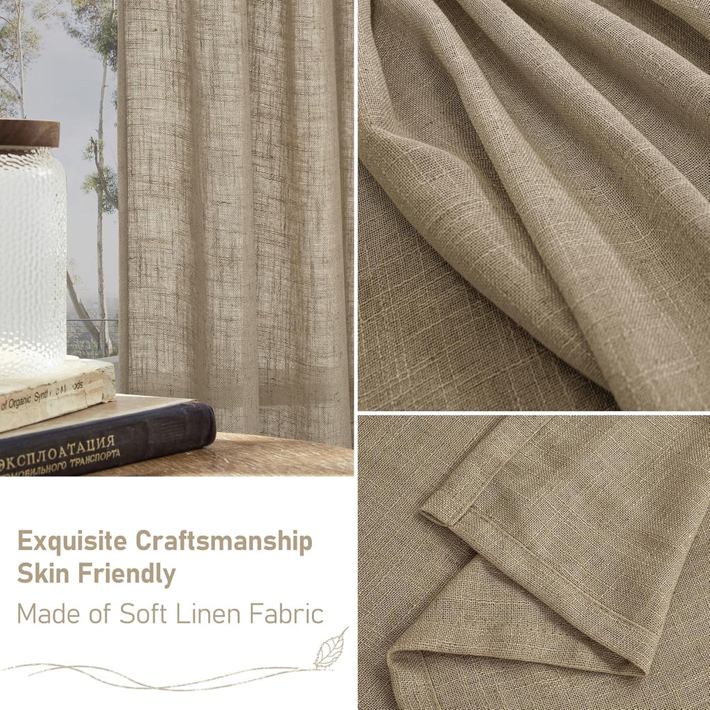Light filtering Neutral Linen Curtain - Taupe