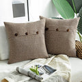 Vintage Triple Button Linen Throw Pillowcase 2 Pack - Coffee