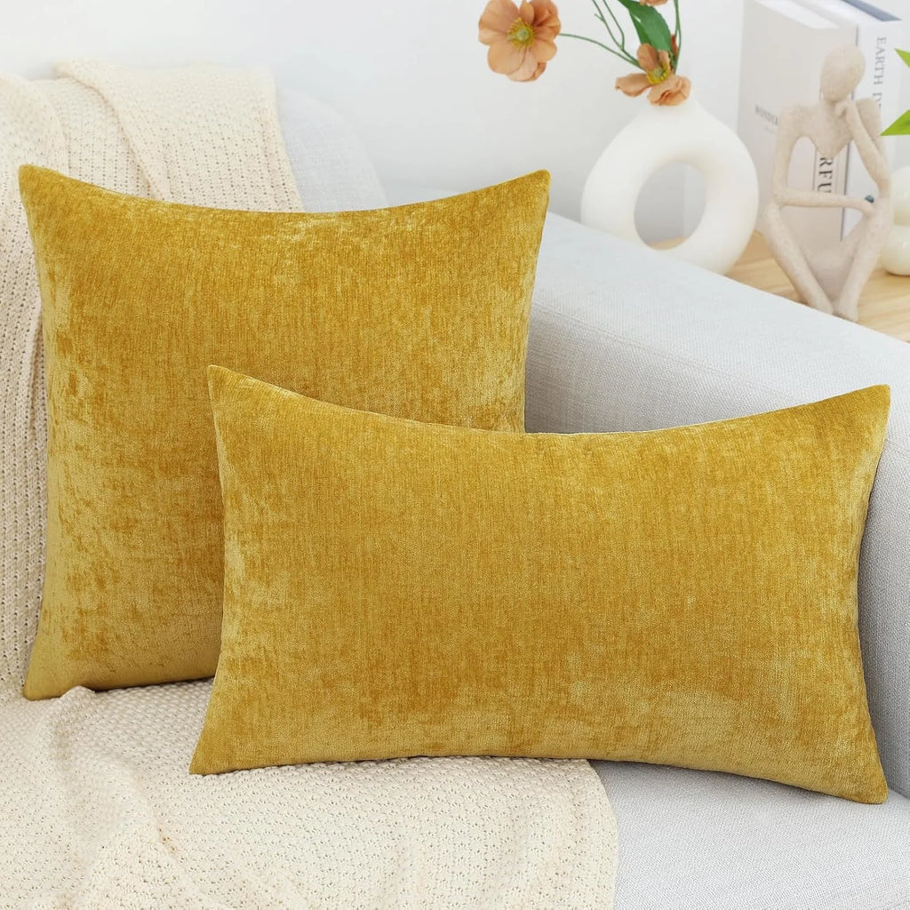 Dyed Neutral Chenille Throw Pillowcase 2 Pack - Mineral Yellow