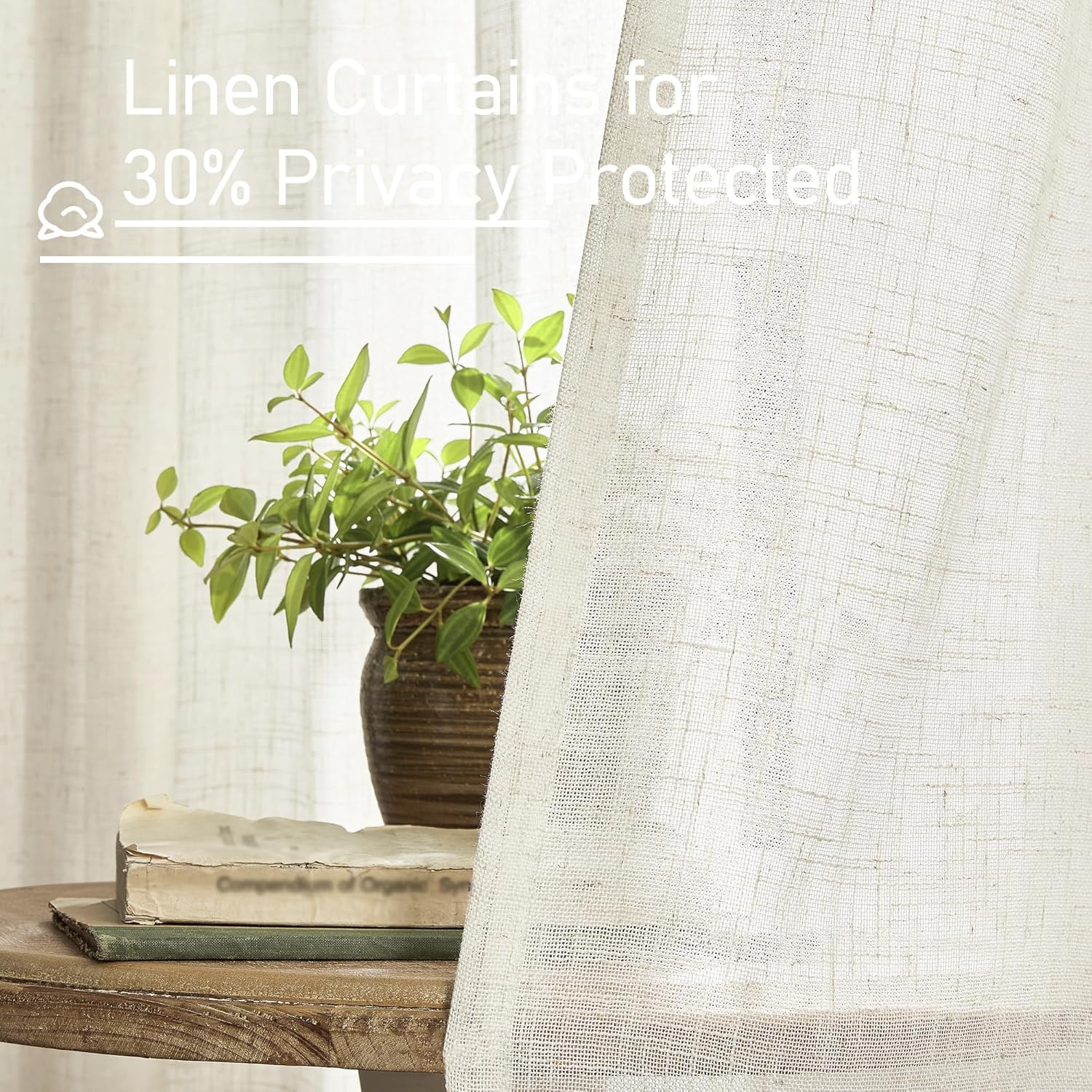 Light filtering Neutral Linen Curtain - Natural