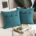 Vintage Triple Button Linen Throw Pillowcase 2 Pack - Lake Blue
