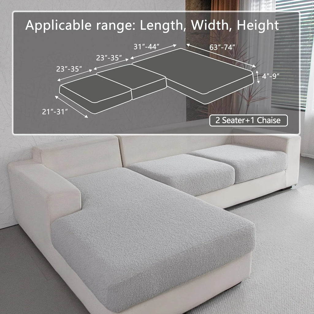 Performance Solid Bouclé Stretch Sofa Cushion Cover - Light Gray