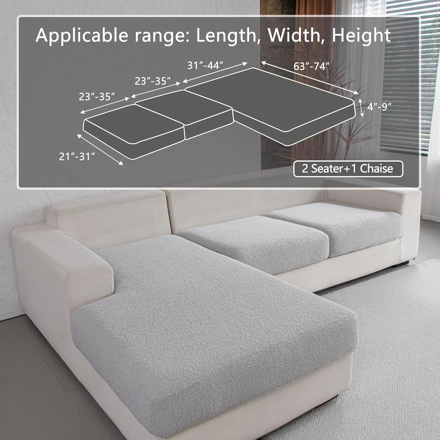 Performance Solid Bouclé Stretch Sofa Cushion Cover - Light Gray
