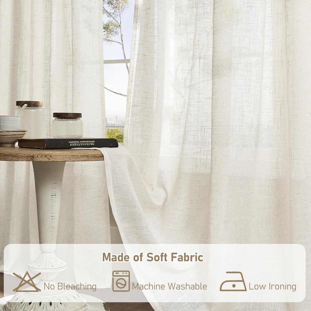 Light filtering Neutral Linen Curtain - Natural