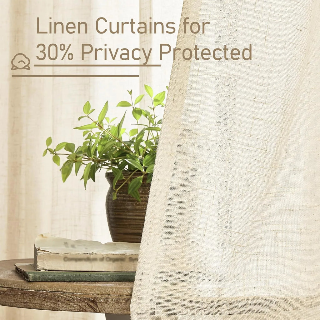 Light filtering Neutral Linen Curtain - Beige