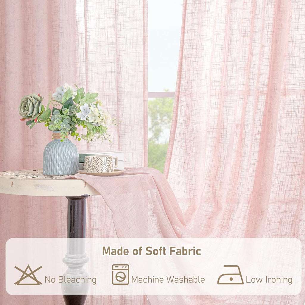 Light filtering Neutral Linen Curtain - Pink