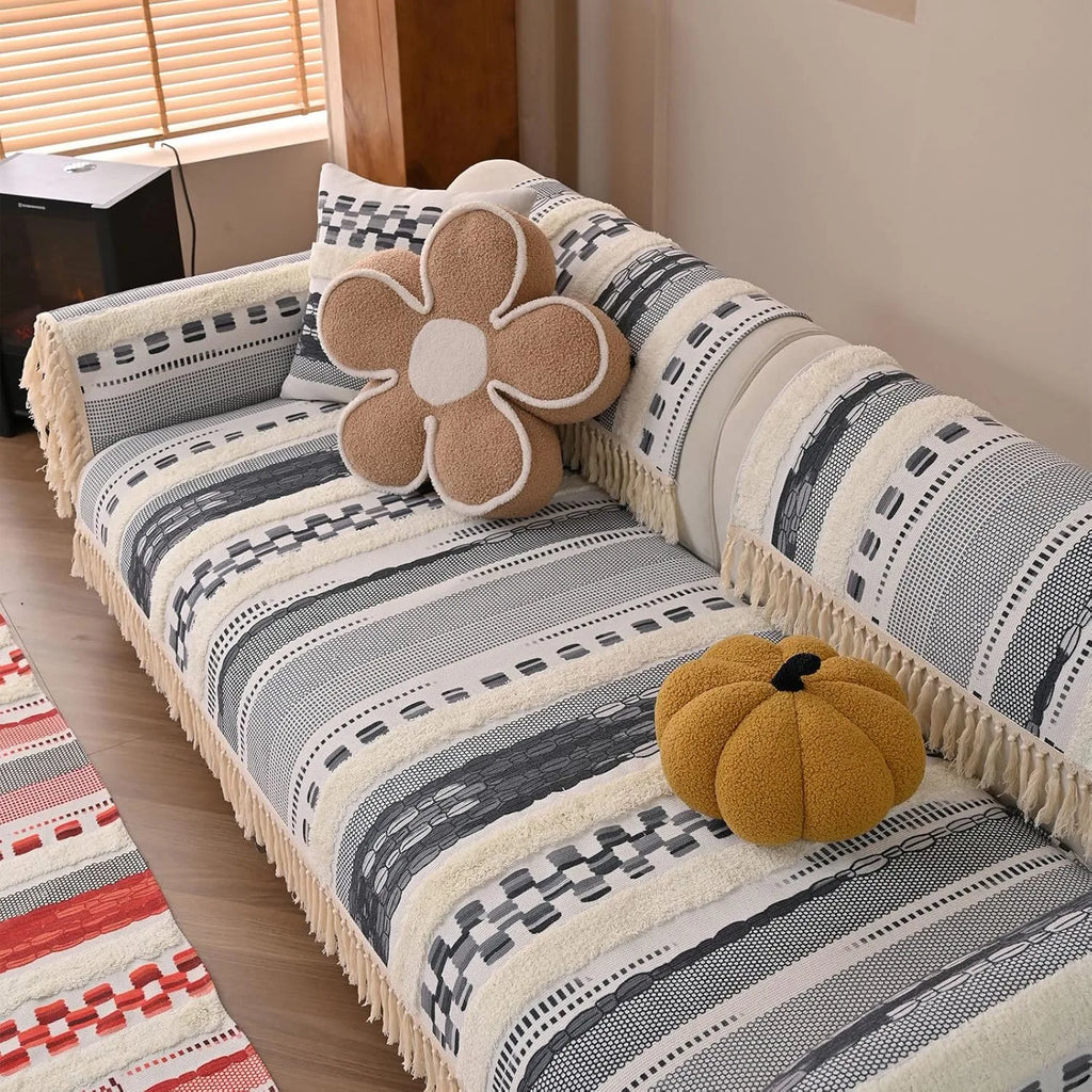 Couch Cushion Cover In Stripe Gray