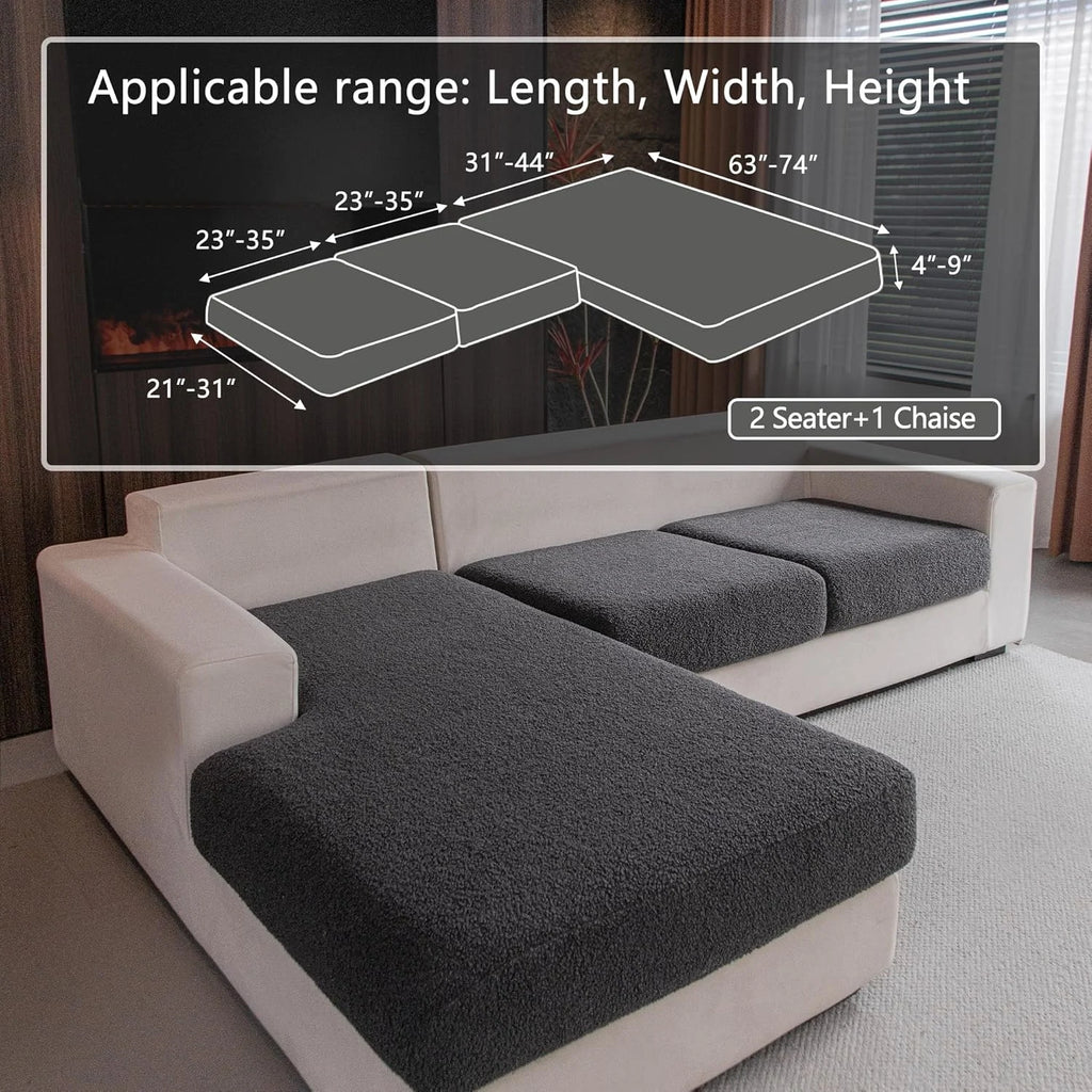 Performance Solid Bouclé Stretch Sofa Cushion Cover - Dark Gray