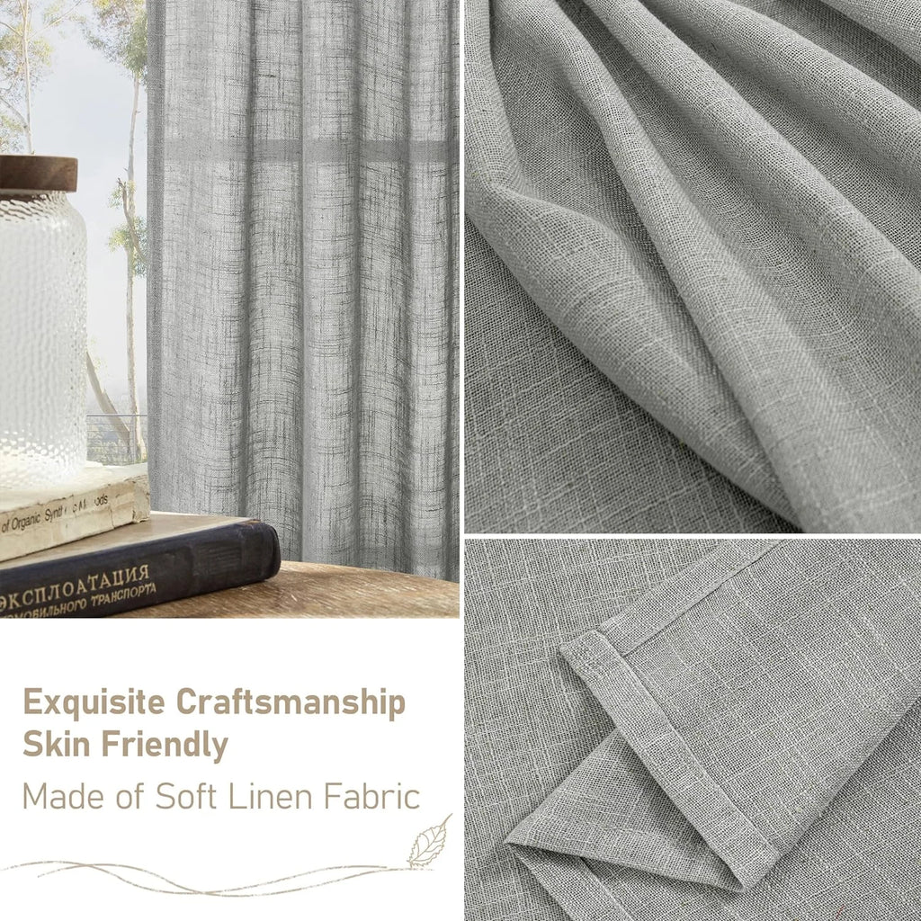 Light filtering Neutral Linen Curtain - Grey