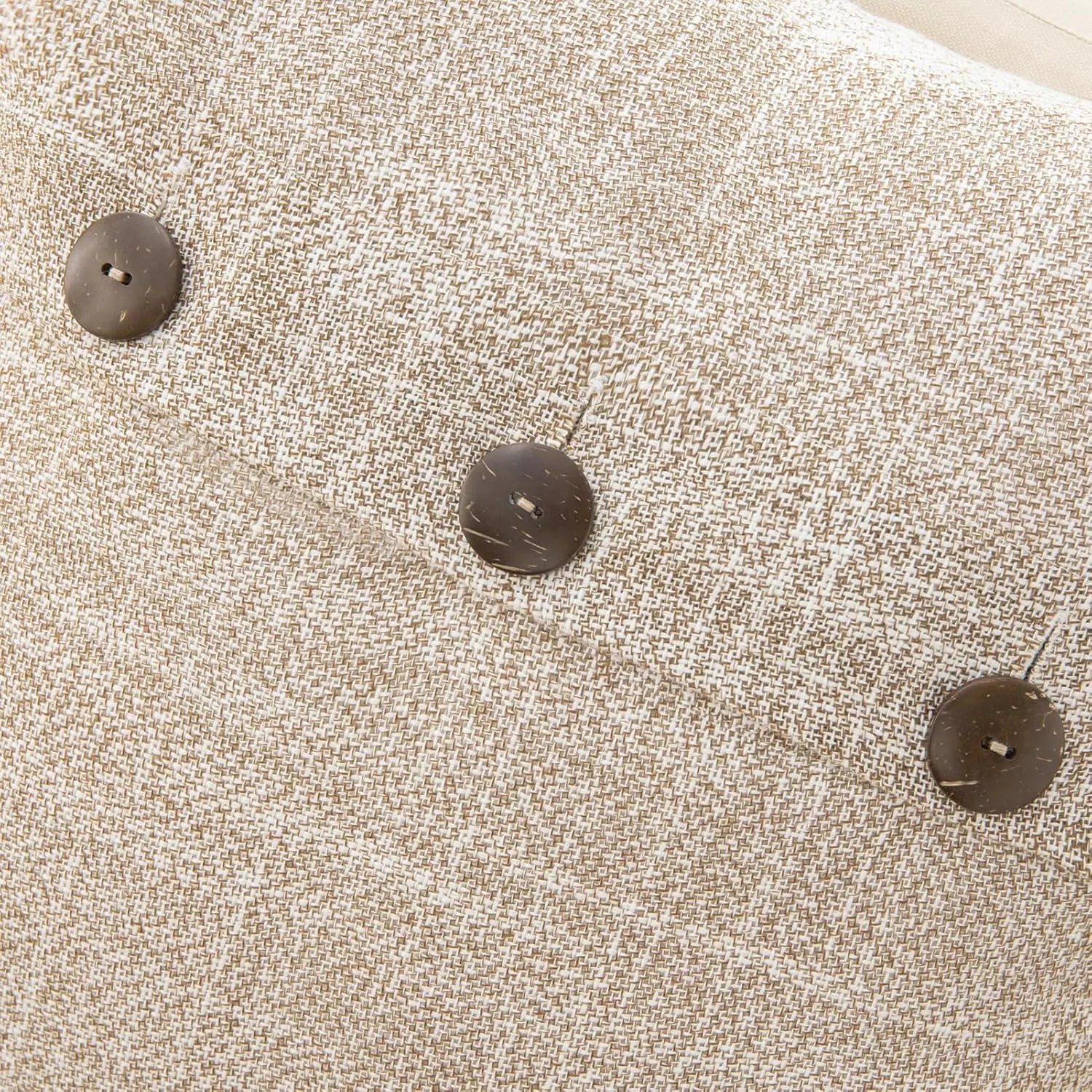 Vintage Triple Button Linen Throw Pillowcase 2 Pack - Beige