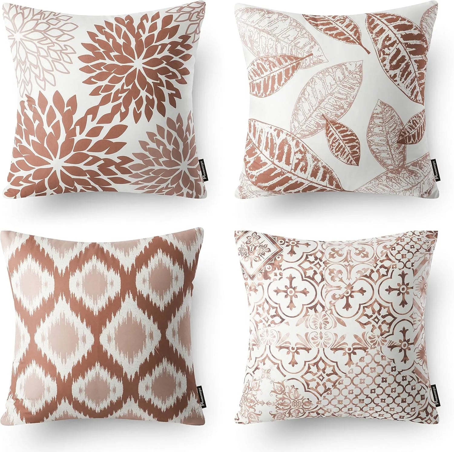 Nature Patterns Printing Throw Pillowcase 4 Pack - Caramel