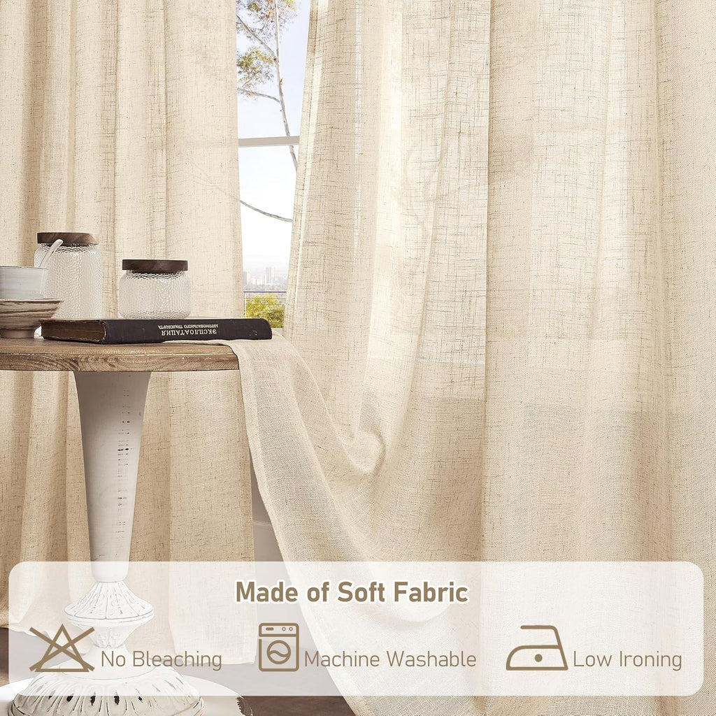 Light filtering Neutral Linen Curtain - Linen