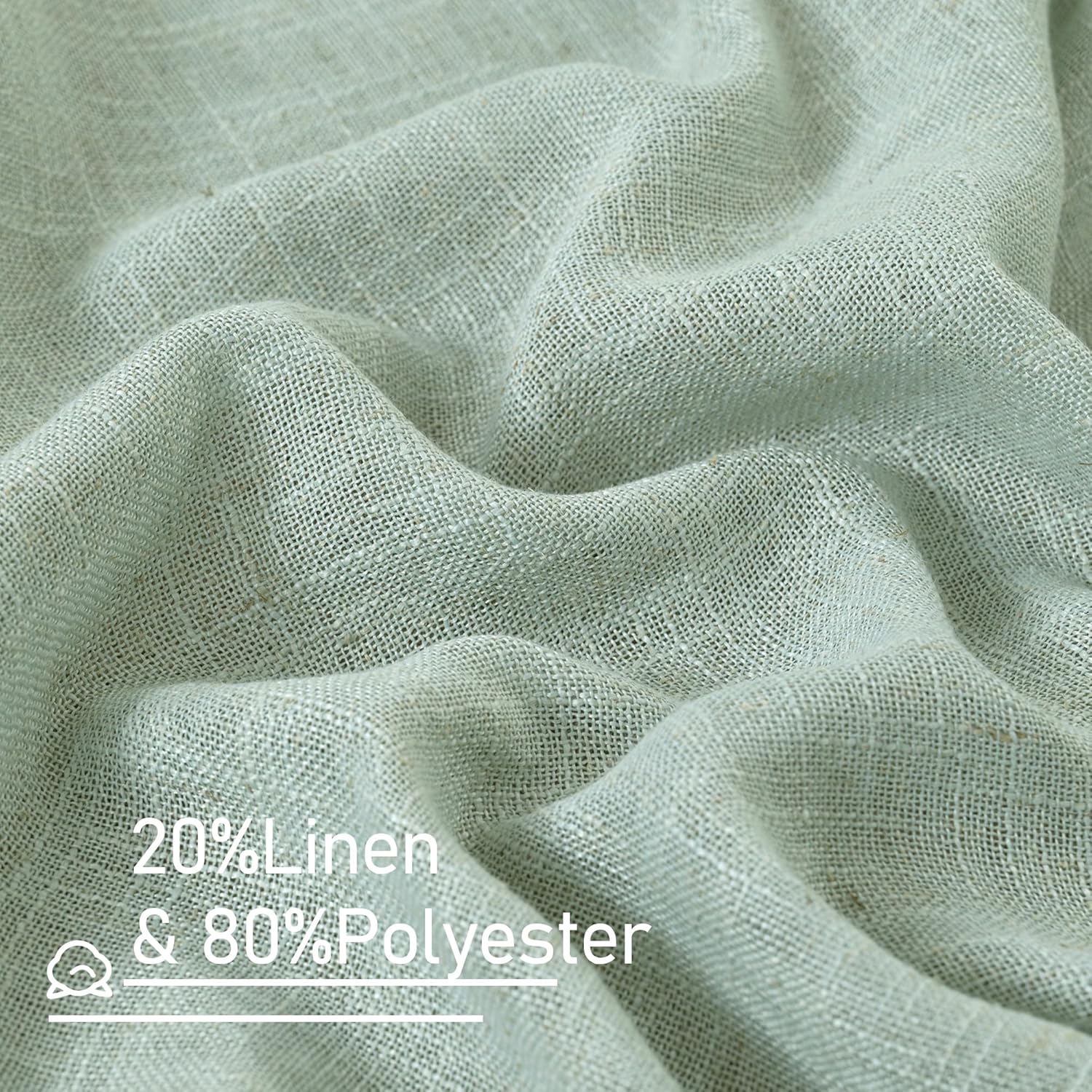 Light filtering Neutral Linen Curtain - Light Sage