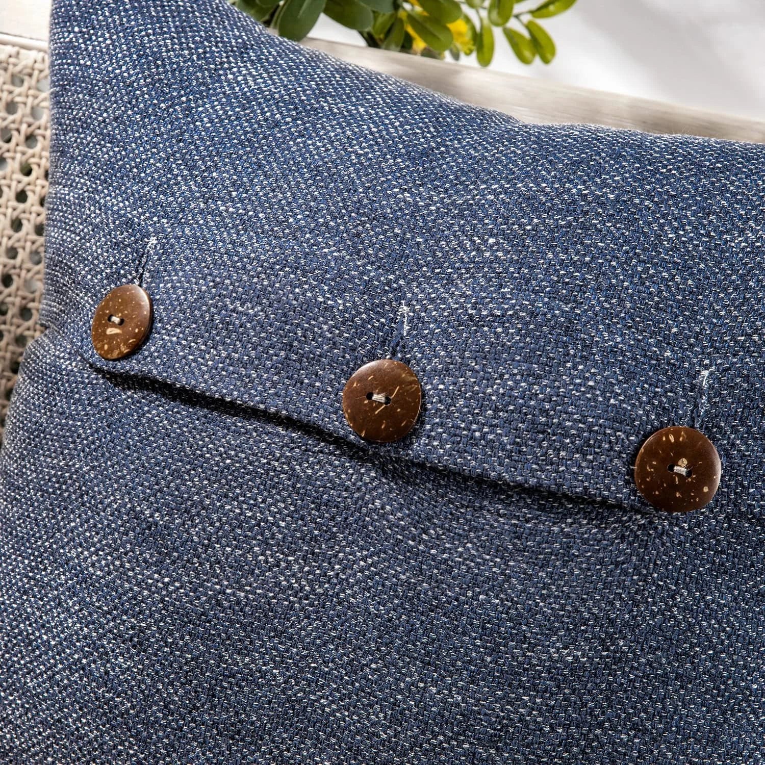 Vintage Triple Button Linen Throw Pillowcase 2 Pack - Navy Blue
