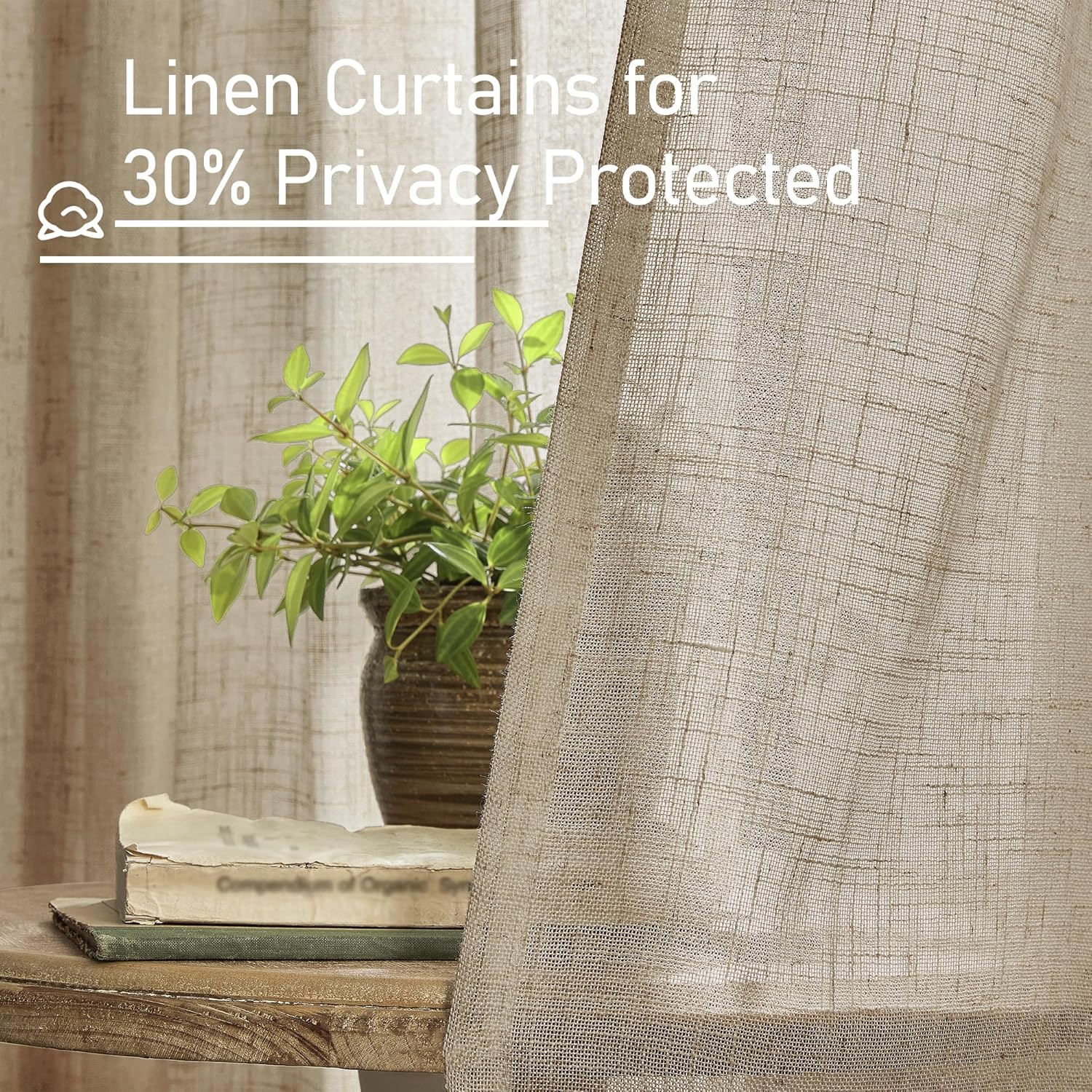 Light filtering Neutral Linen Curtain - Taupe