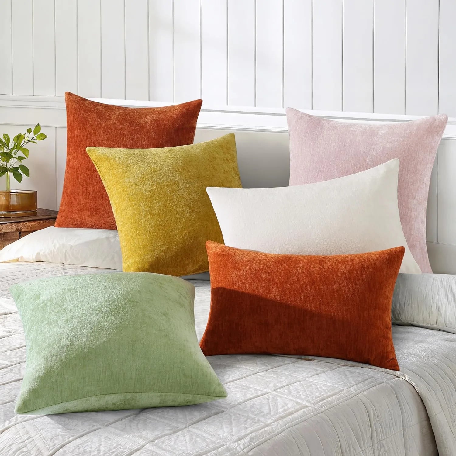 Dyed Neutral Chenille Throw Pillowcase 2 Pack - Blush Pink