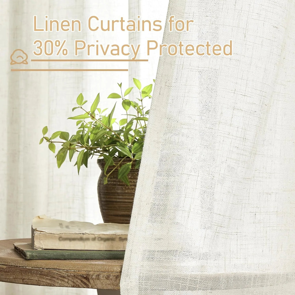 Light filtering Neutral Linen Curtain - Cream