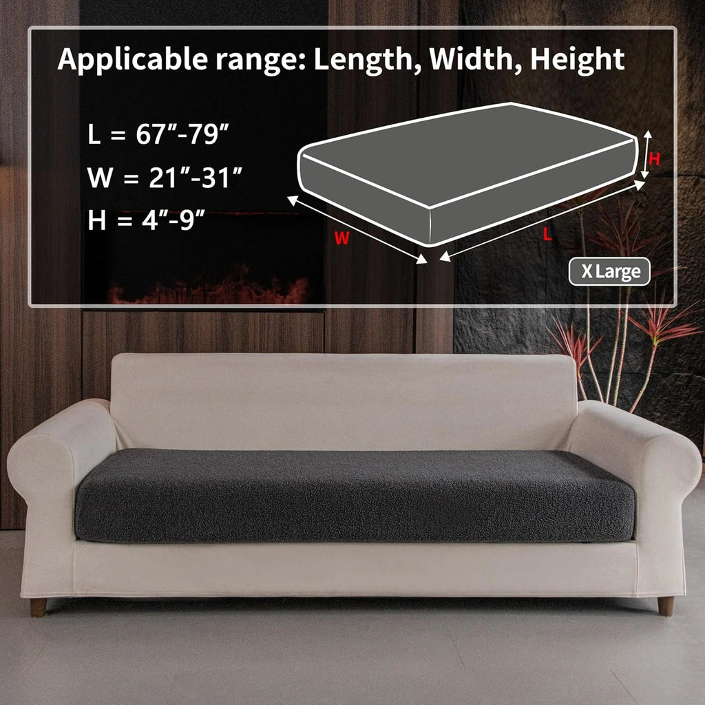 Performance Solid Bouclé Stretch Sofa Cushion Cover - Dark Gray