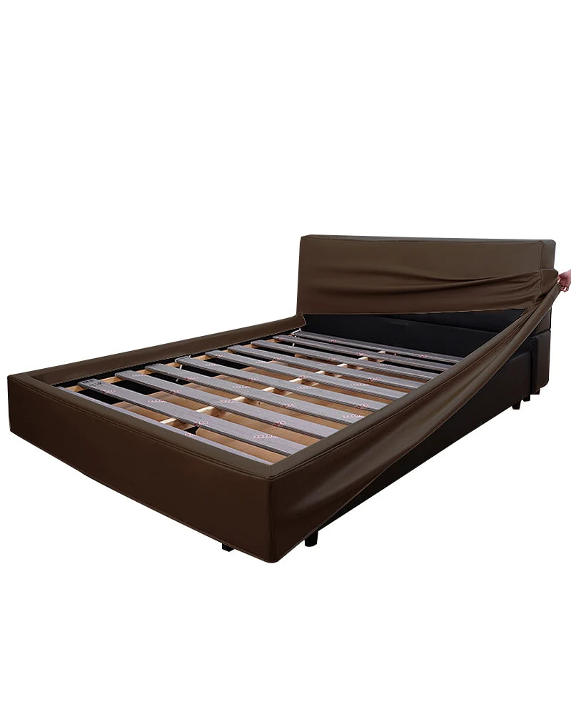 Lit plateforme rembourré + housse de tête de lit | Anthracite classique 