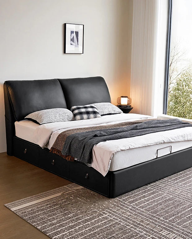 Lit plateforme rembourré et housse de tête de lit | Anthracite classique 