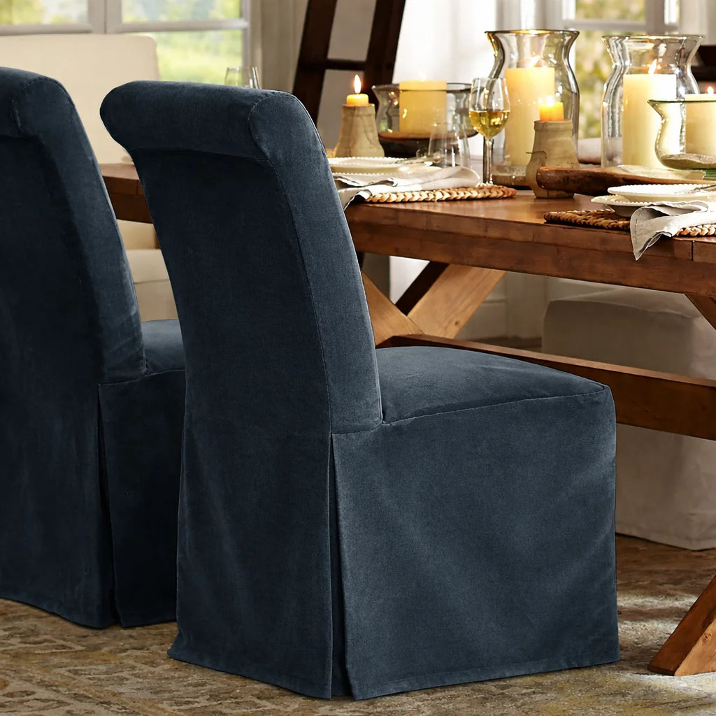 Agate Gray WB PBV2042 - 14 | Long-Skirt Dining Chair Slipcover