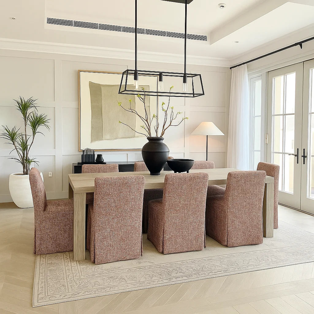 Atelier Coral WX8008 - 04 | Long-Skirt Dining Chair Slipcover