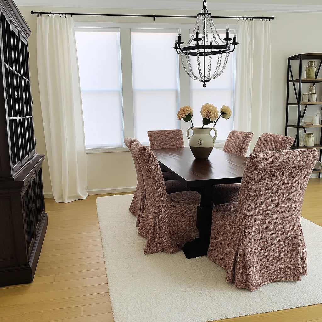 Atelier Coral WX8008 - 04 | Long-Skirt Dining Chair Slipcover