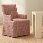 Atelier Coral WX8008 - 04 | Long-Skirt Dining Chair with armrest Slipcover