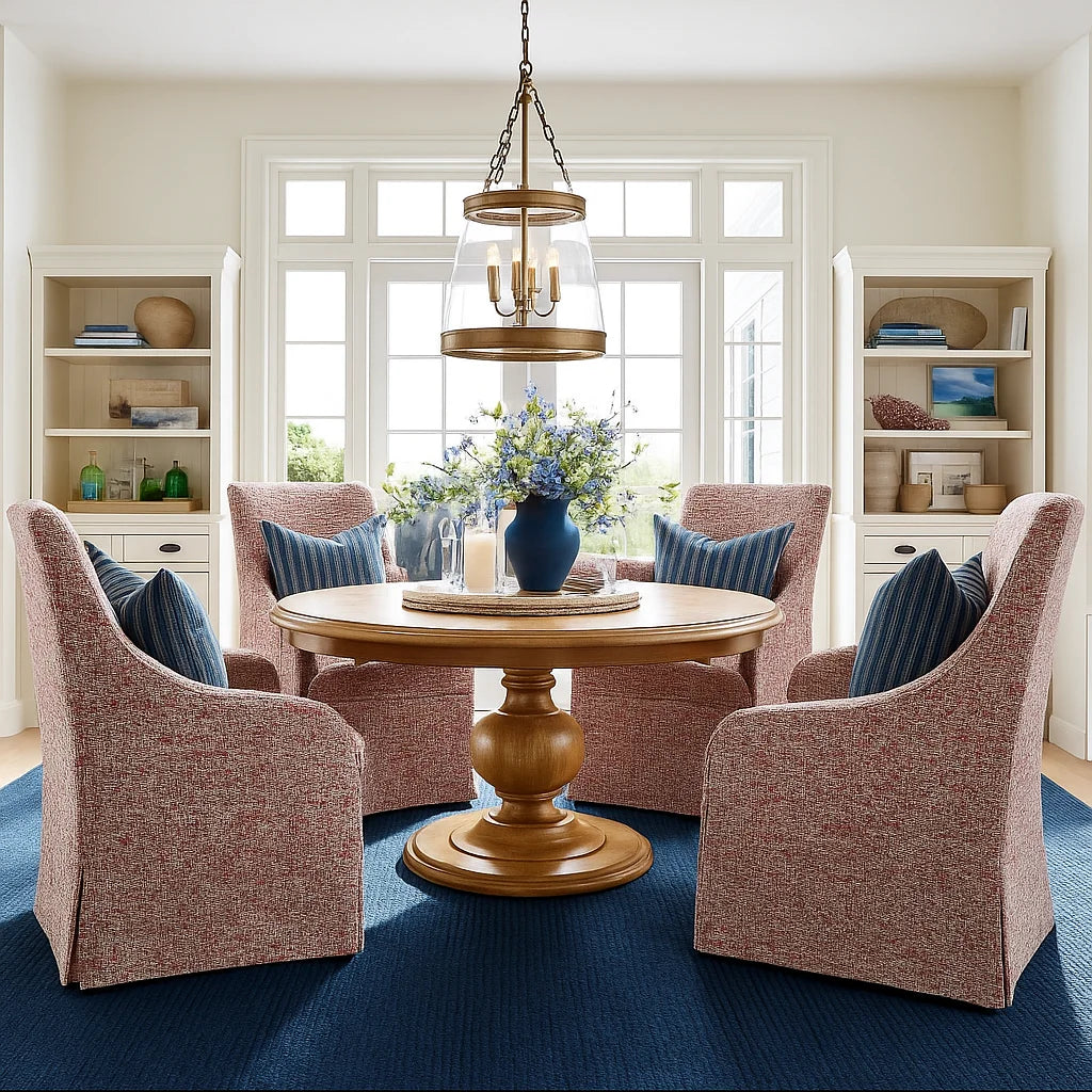 Atelier Coral WX8008 - 04 | Long-Skirt Dining Chair with armrest Slipcover