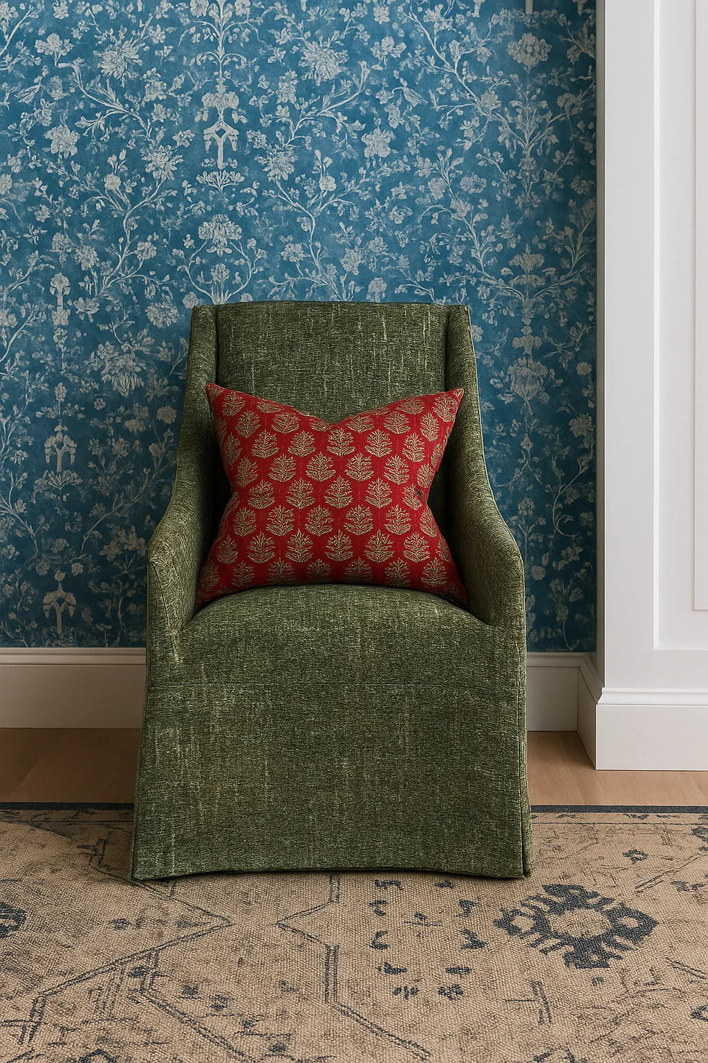 Atelier Olive WX8008 - 06 | Long-Skirt Dining Chair with armrest Slipcover