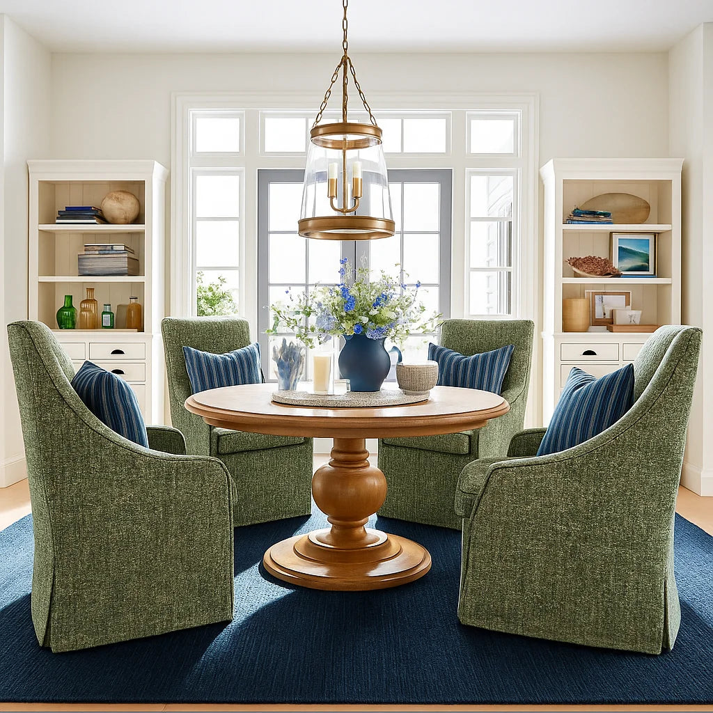 Atelier Olive WX8008 - 06 | Long-Skirt Dining Chair with armrest Slipcover