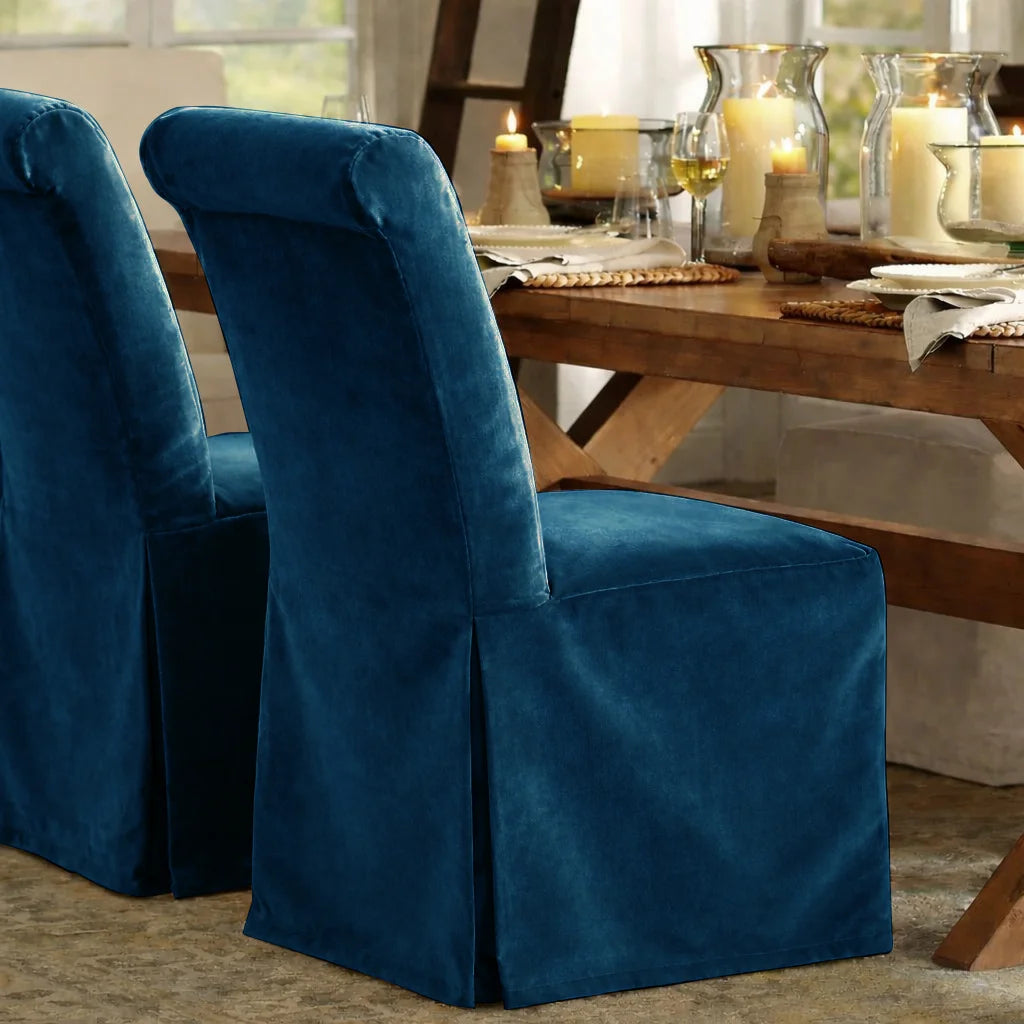 Bali Blue WB PBV2042 - 45 | Long-Skirt Dining Chair Slipcover