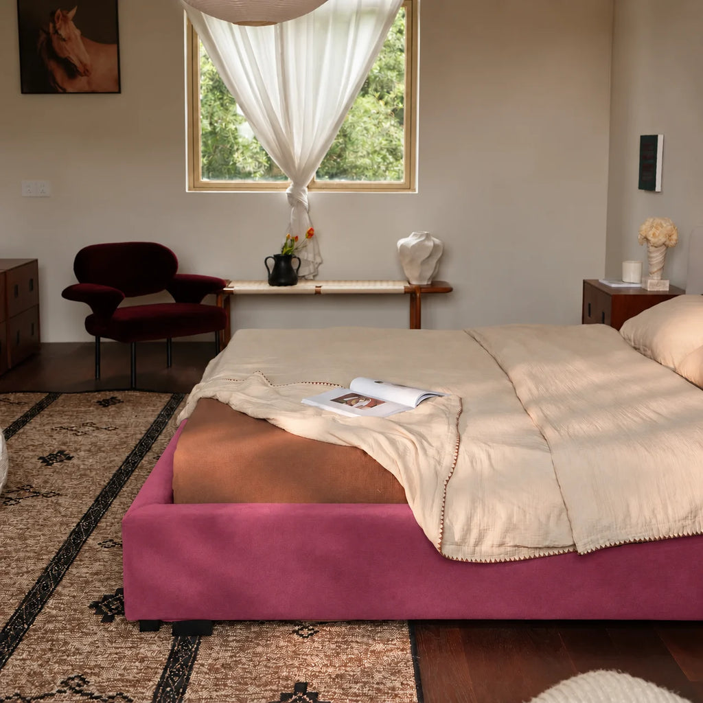 Berry Rose · Stretch-Fit Bed Frame Cover