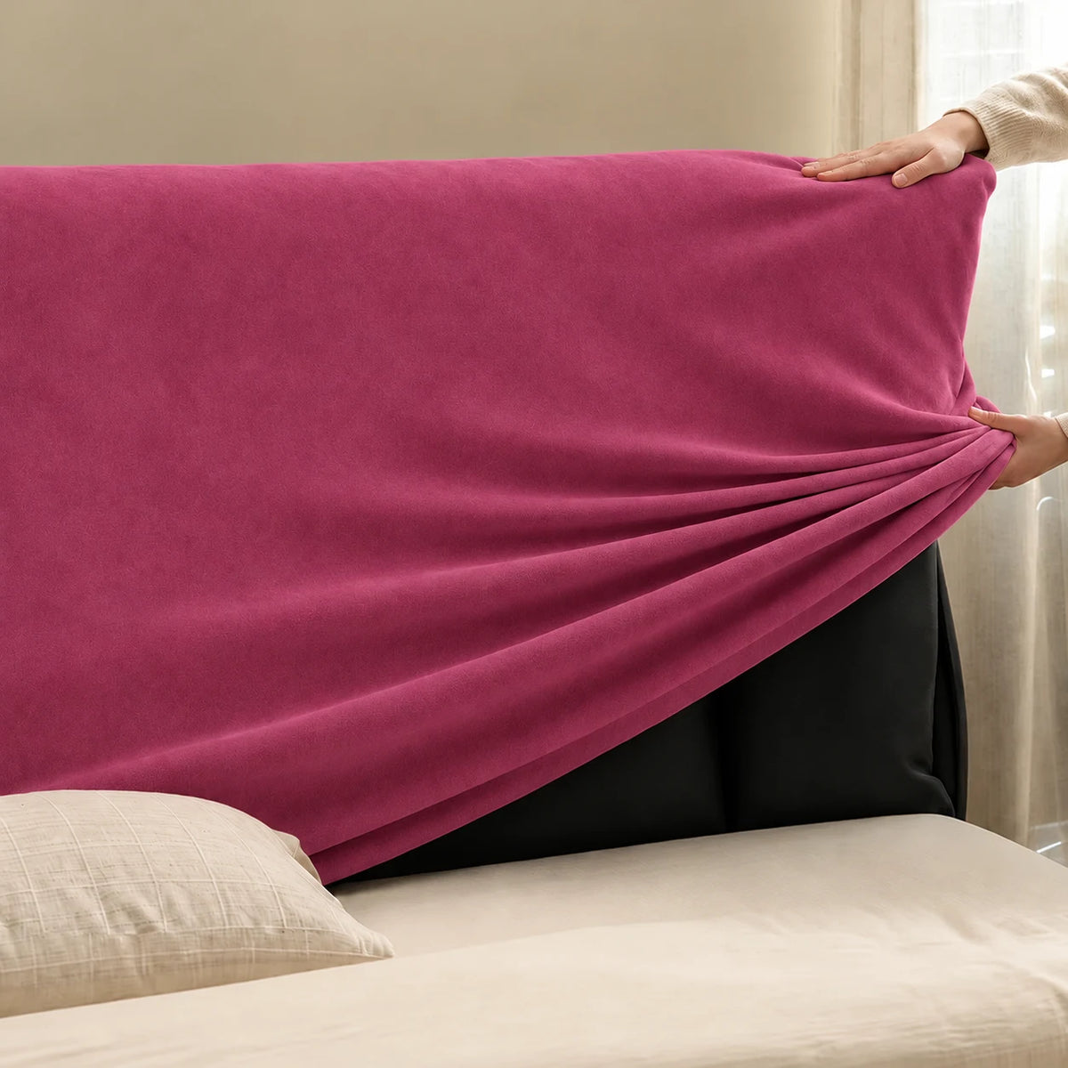 Berry Rose · Stretch-Fit Bed Headboard Cover