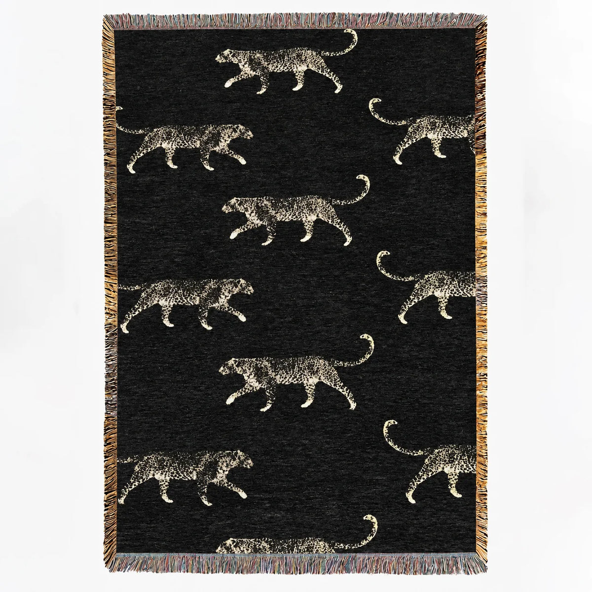Black Cheetah with Golden Highlights · Custom Woven Blanket