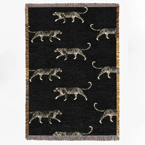 Black Cheetah with Golden Highlights · Custom Woven Blanket