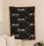 Black Cheetah with Golden Highlights · Custom Woven Blanket