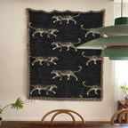 Black Cheetah with Golden Highlights · Custom Woven Blanket