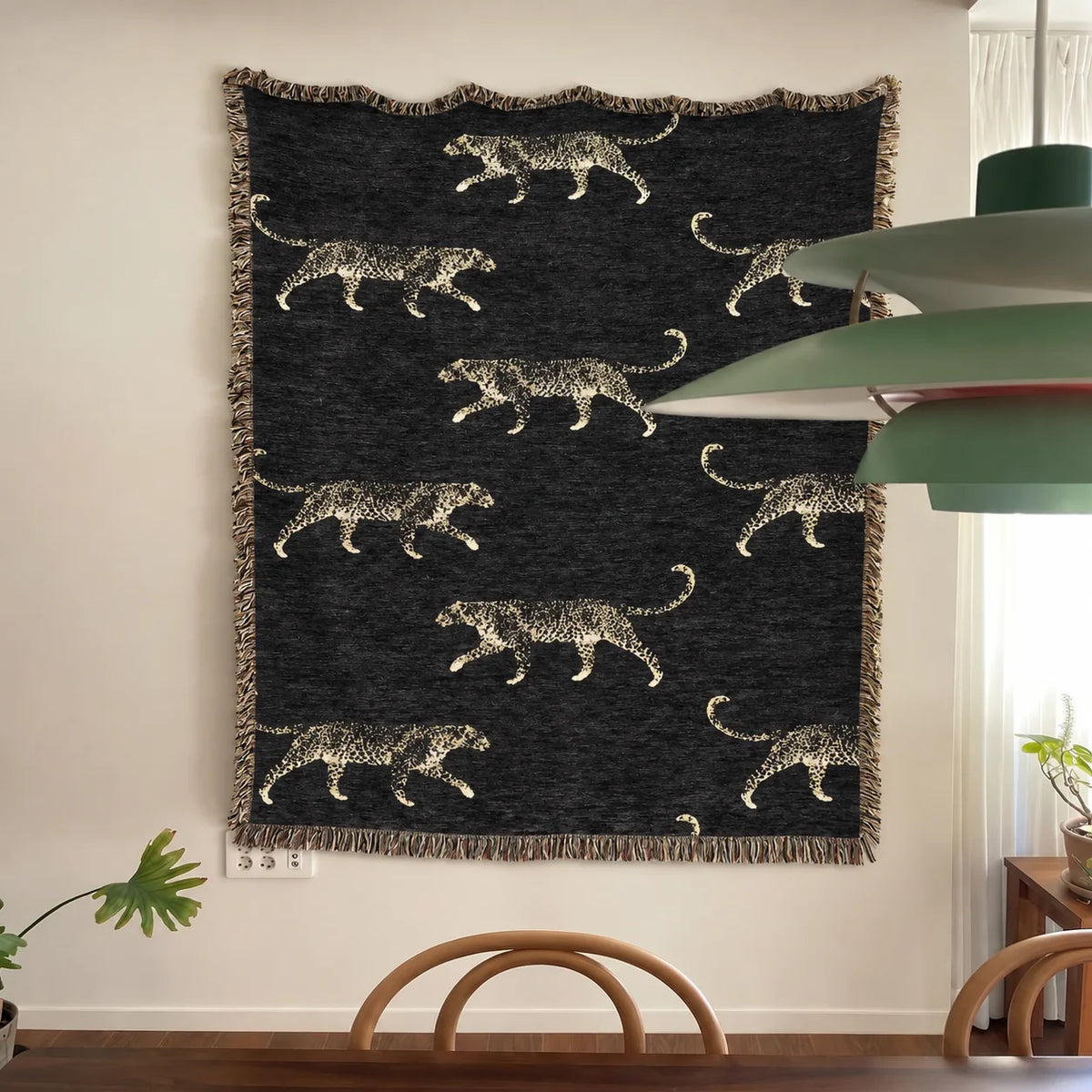Black Cheetah with Golden Highlights · Custom Woven Blanket