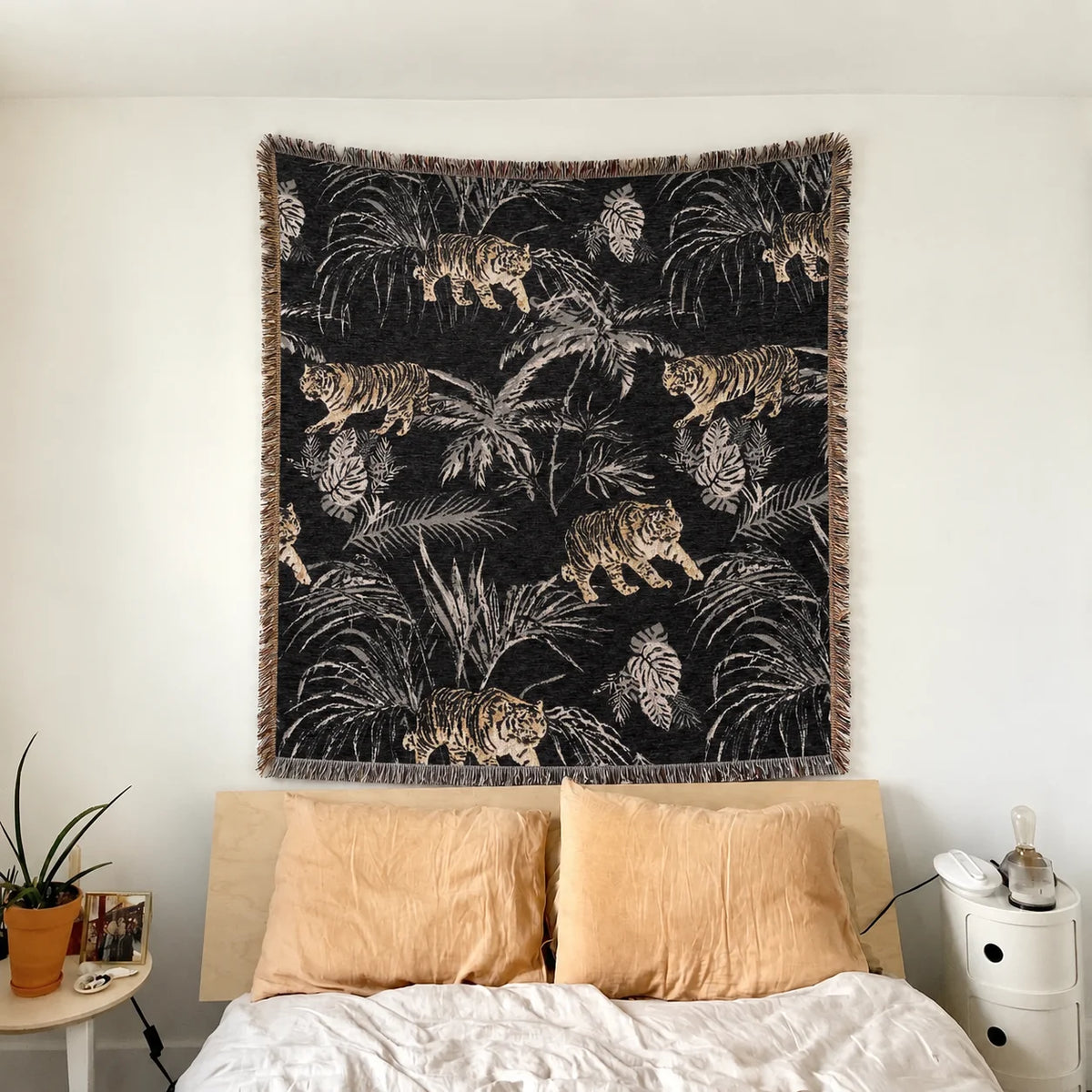 Black Jungle Tiger · Custom Woven Blanket