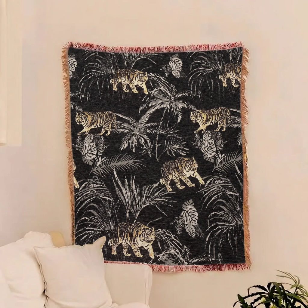 Black Jungle Tiger · Custom Woven Blanket