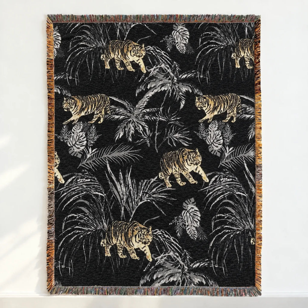 Black Jungle Tiger · Custom Woven Blanket