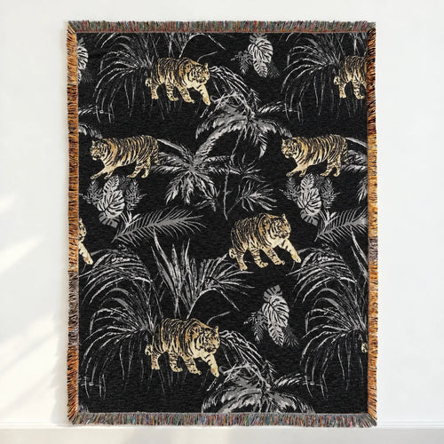 Black Jungle Tiger · Custom Woven Blanket