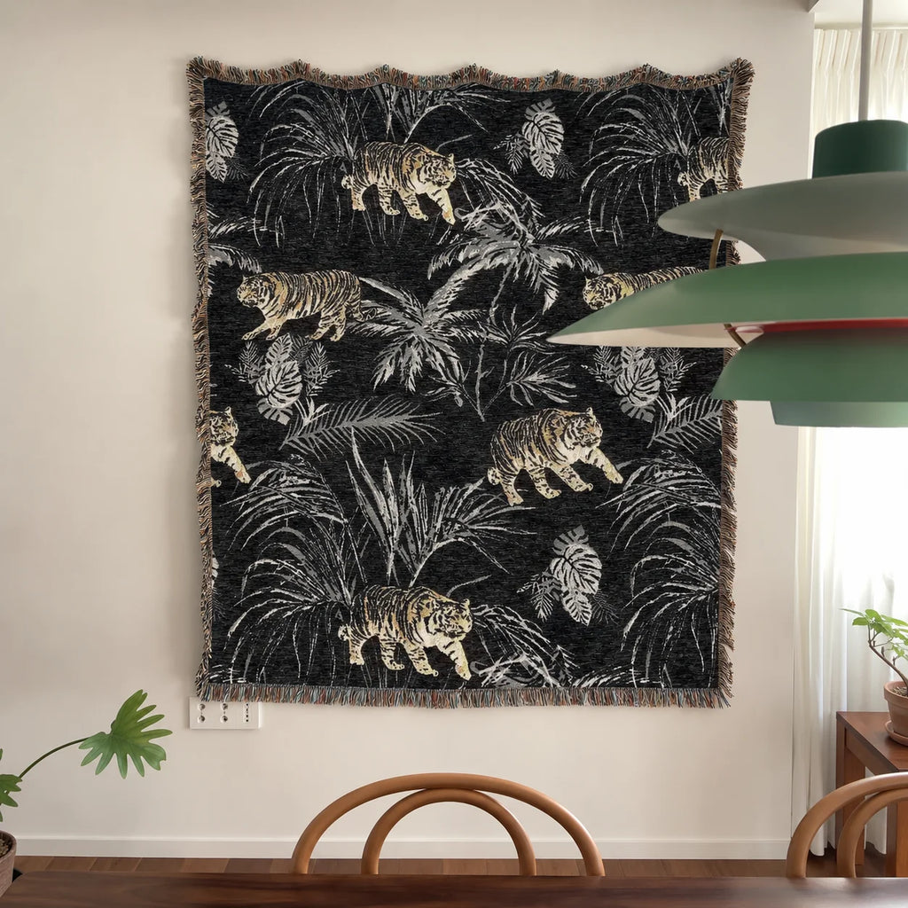 Black Jungle Tiger · Custom Woven Blanket